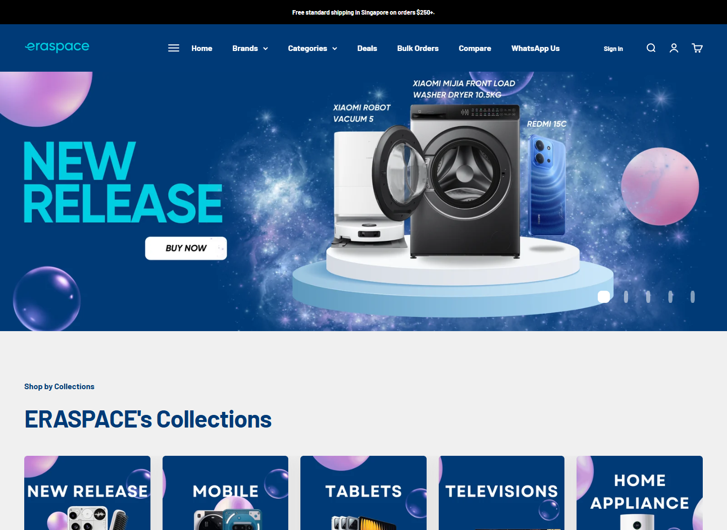 Eraspace consumer electronics storefront homepage